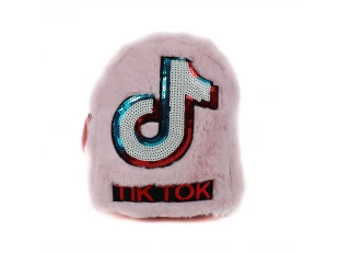 Розова плюшена раница - Tik Tok